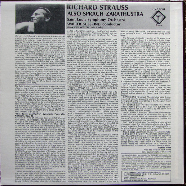 Strauss / Saint Louis Symphony Orchestra / Walter Susskind - Also Sprach Zarathustra (Vinyl, VG+) (Vinyl LP)
