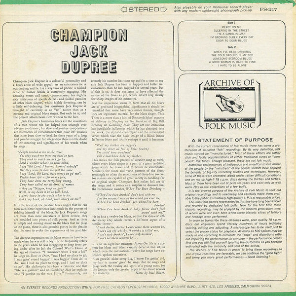 Champion Jack Dupree - Champion Jack Dupree (VG+) (Vinyl LP)