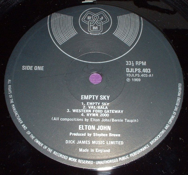 John, Elton - Empty Sky (Vinyl, VG+) (Vinyl LP)