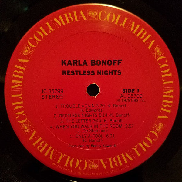 Bonoff, Karla - Restless Nights (Vinyl, NM or M-) (Vinyl LP)