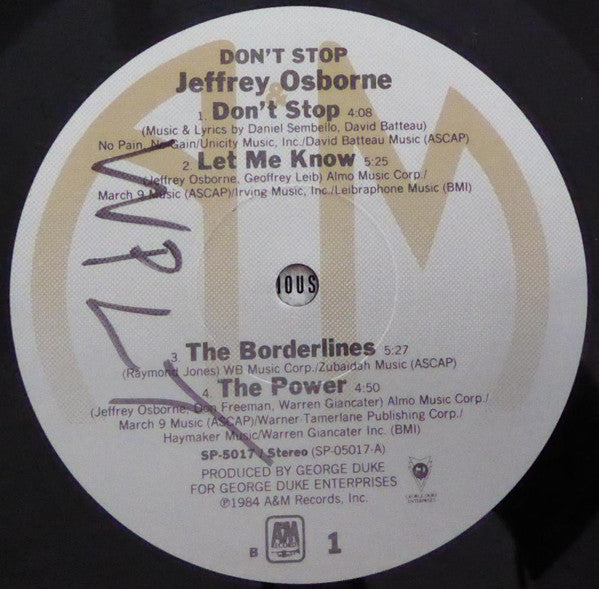 Osborne, Jefferey - Don't Stop (VG+) (Vinyl LP)