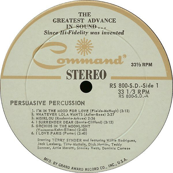 Snyder, Terry And The All Stars - Persuasive Percussion (VG) (Vinyl LP)
