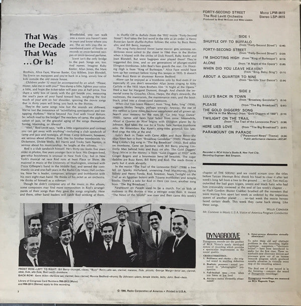 Levitt, Rod Orchestra - Forty-Second Street (VG) (Vinyl LP)