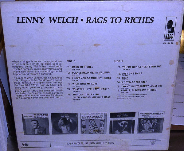 Welch, Lenny - Rags To Riches (Vinyl, VG) (Vinyl LP)
