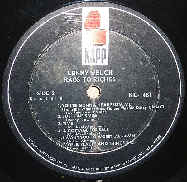Welch, Lenny - Rags To Riches (Vinyl, VG) (Vinyl LP)