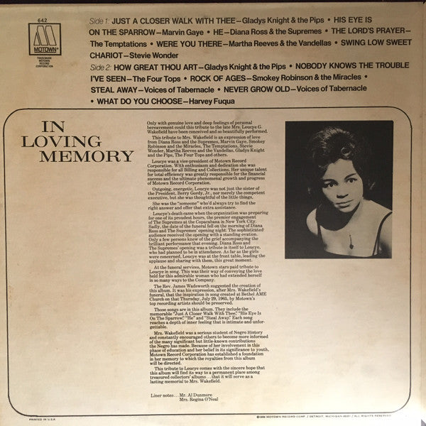 Various - In Loving Memory - A Tribute To Mrs. Loucye G. Wakefield (VG+) (Vinyl LP)