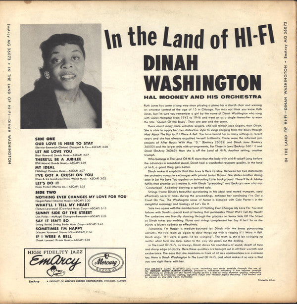 Dinah Washington - In The Land Of Hi-Fi (VG+) (Vinyl LP)