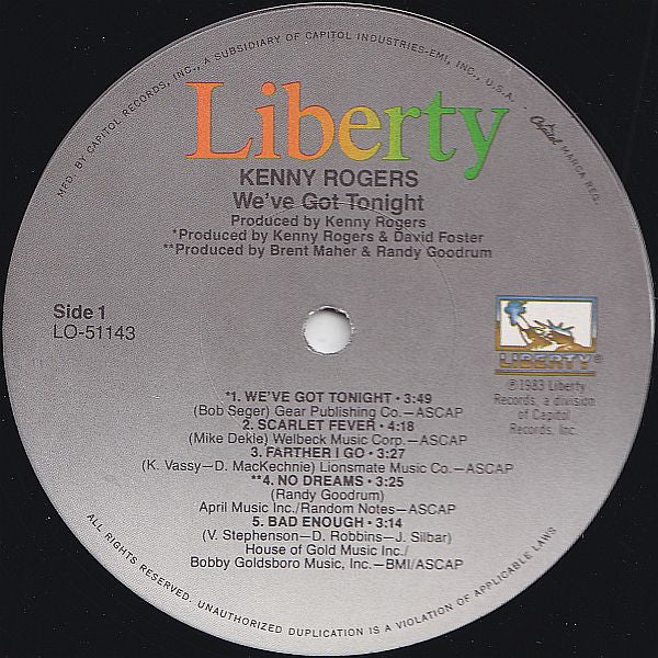 Rogers, Kenny - We've Got Tonight (Vinyl, M) (Vinyl LP)