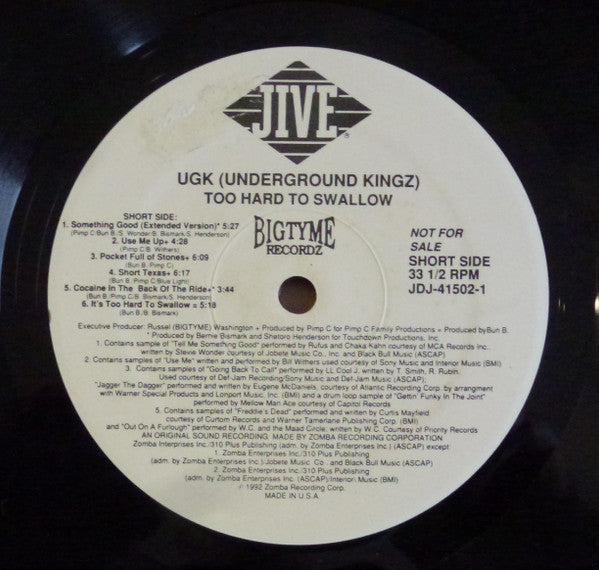 UGK - Too Hard To Swallow (VG) (Vinyl LP)