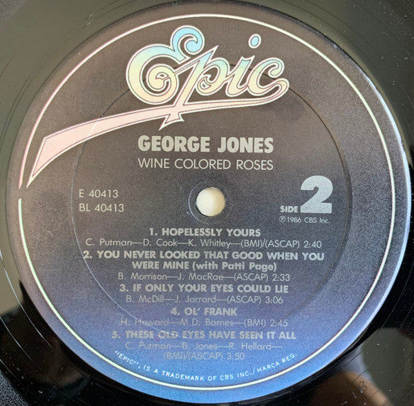 Jones, George - Wine Colored Roses (Vinyl, VG+) (Vinyl LP)