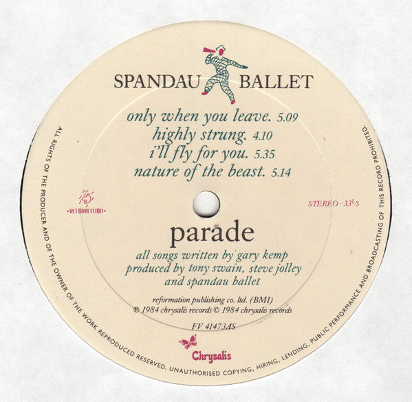 Spandau Ballet - Parade (NM or M-) (Vinyl LP)