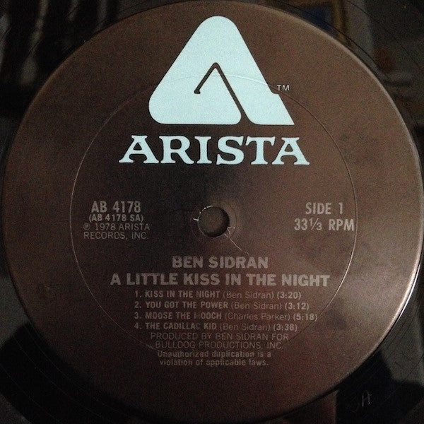 Sidran, Ben - A Little Kiss In The Night (VG+) (Vinyl LP)