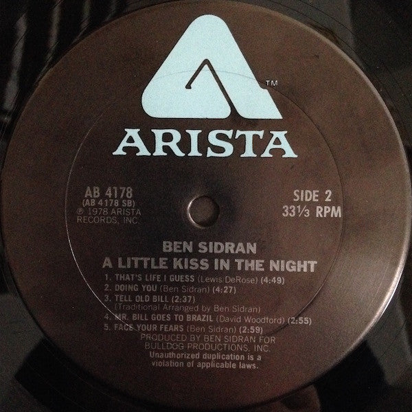 Sidran, Ben - A Little Kiss In The Night (VG+) (Vinyl LP)