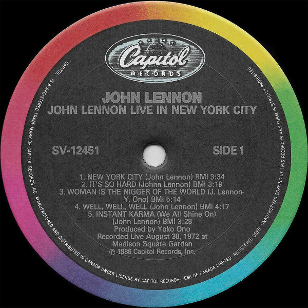 Lennon, John - Live In New York City (Vinyl, NM or M-) (Vinyl LP)
