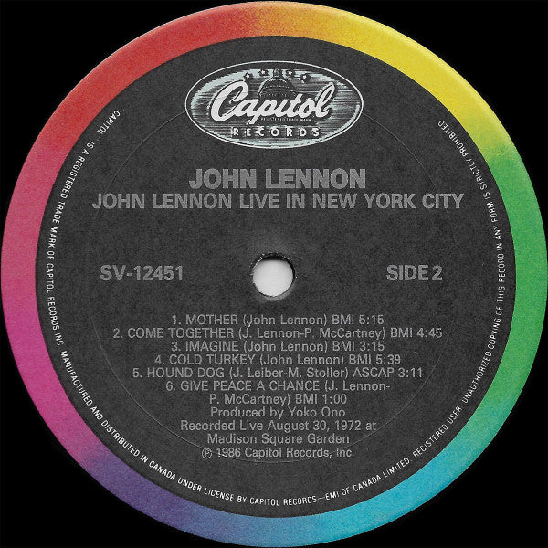 Lennon, John - Live In New York City (Vinyl, NM or M-) (Vinyl LP)
