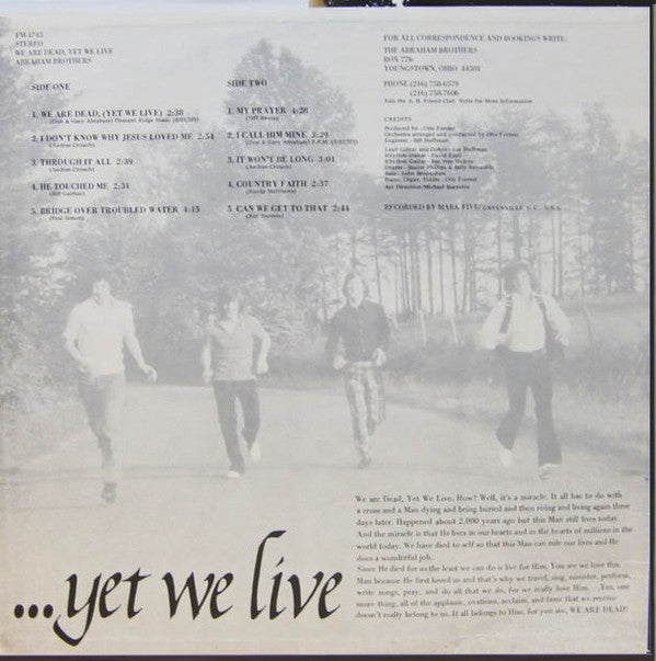 Abraham Brothers - We Are Dead (Yet We Live) (VG+) (Vinyl LP)