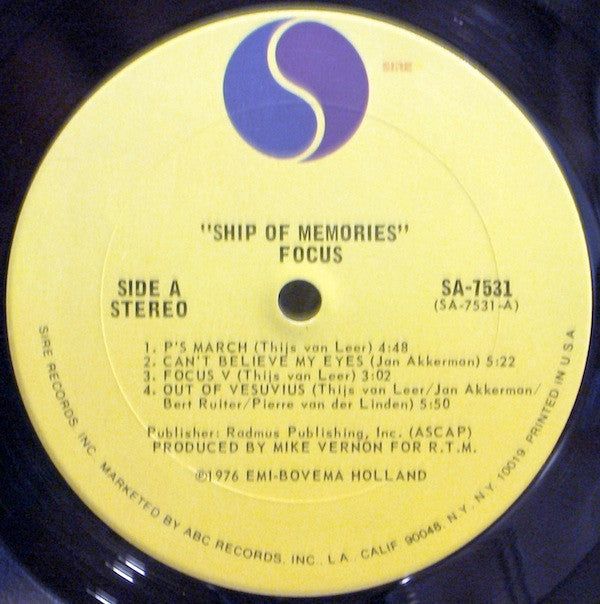 Focus  - Ship Of Memories (NM or M-) (Vinyl LP)