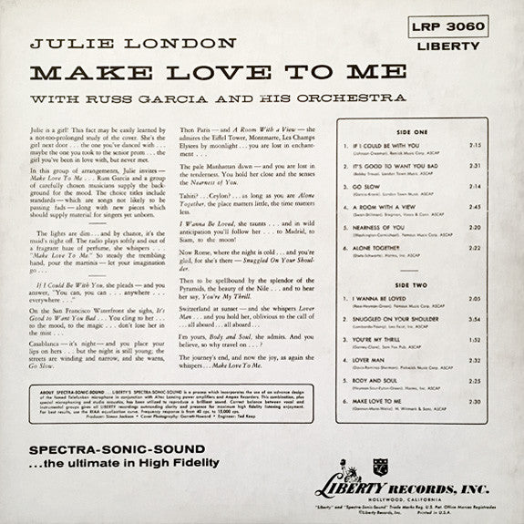 London, Julie With Russ Garcia And His Orchestra - Make Love To Me (VG) (Vinyl LP)