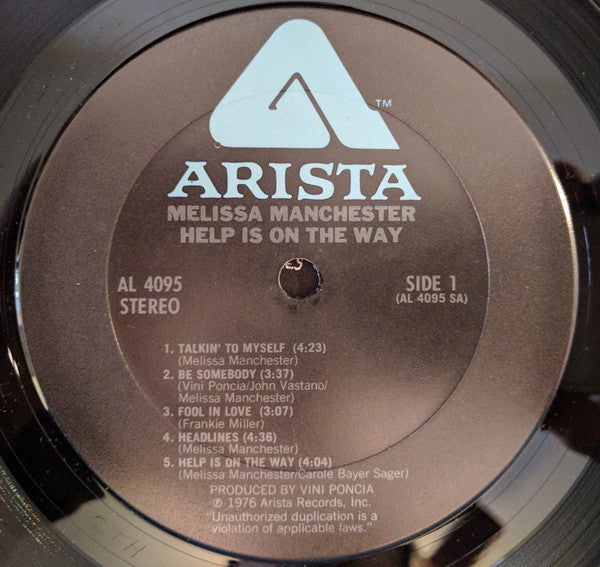 Manchester, Melissa - Help Is On The Way (VG+) (Vinyl LP)