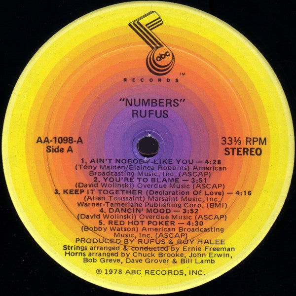Rufus - Numbers (VG+) (Vinyl LP)