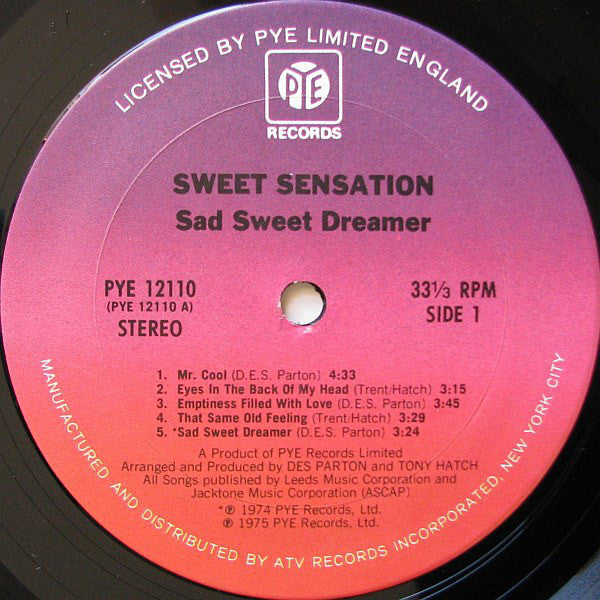 Sweet Sensation  - Sad Sweet Dreamer (Vinyl, VG+) (Vinyl LP)