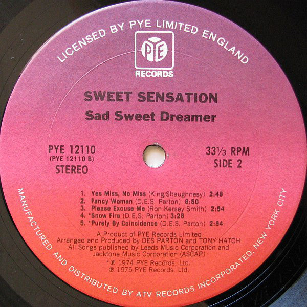 Sweet Sensation  - Sad Sweet Dreamer (Vinyl, VG+) (Vinyl LP)