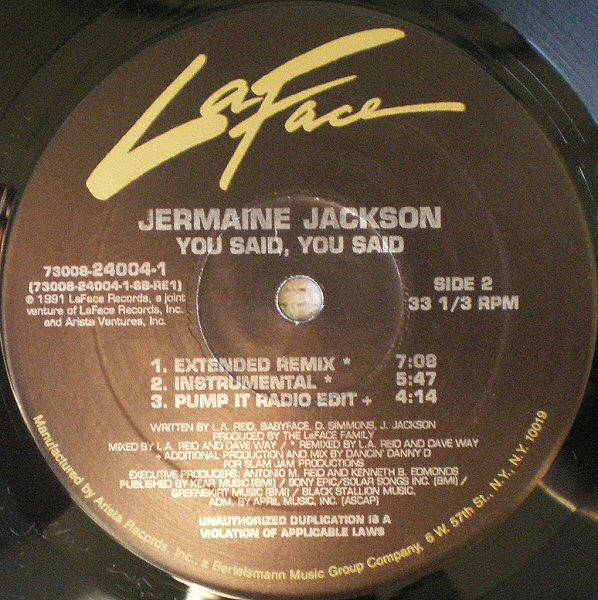 Jackson, Jermaine - You Said, You Said (VG+) (Vinyl LP)