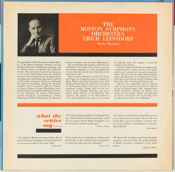 Schumann / Beethoven / Boston Symphony Orchestra / Erich Leinsdorf -  Symphony No. 4 / Leonore Overture No. 3 (Vinyl, VG) (Vinyl LP)