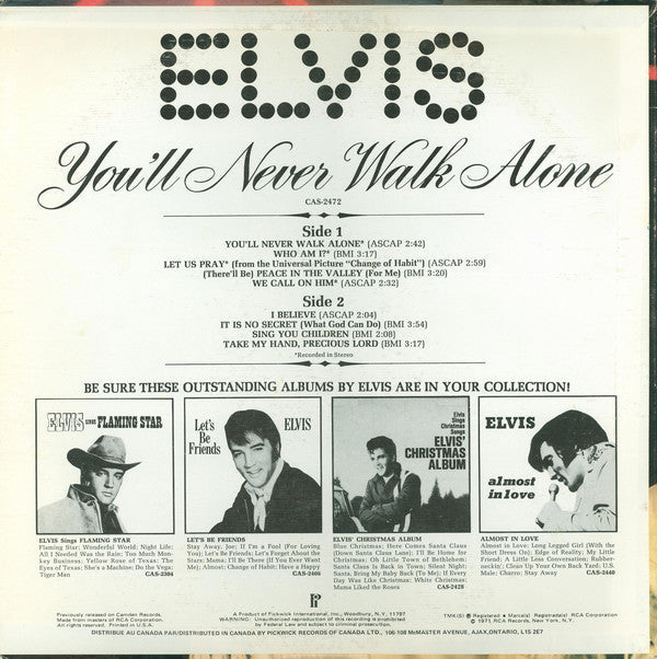 Elvis - You'll Never Walk Alone (Vinyl, VG+) (Vinyl LP)
