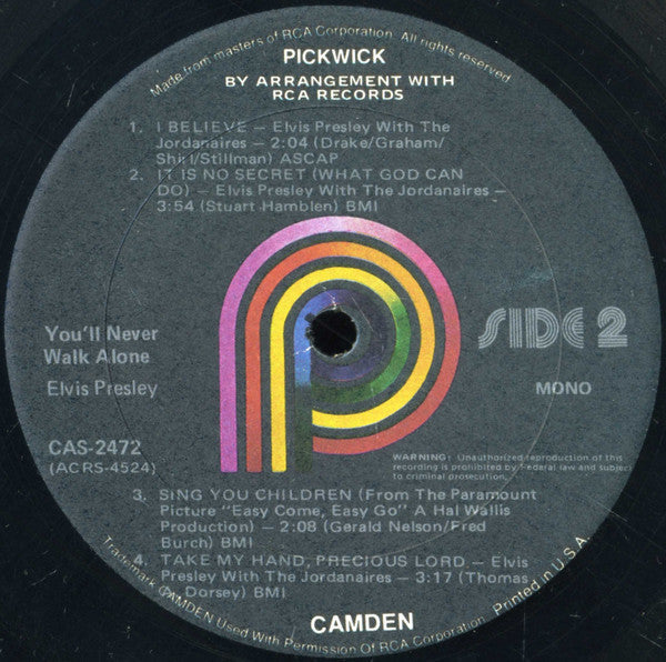 Elvis - You'll Never Walk Alone (Vinyl, VG+) (Vinyl LP)