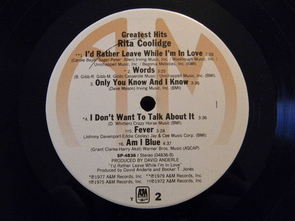 Coolidge, Rita - Greatest Hits (Vinyl, VG+) (Vinyl LP)