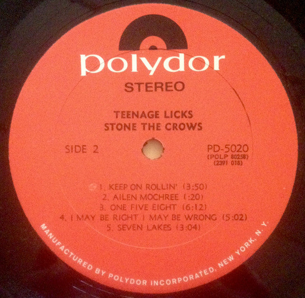 Stone The Crows - Teenage Licks (VG) (Vinyl LP)