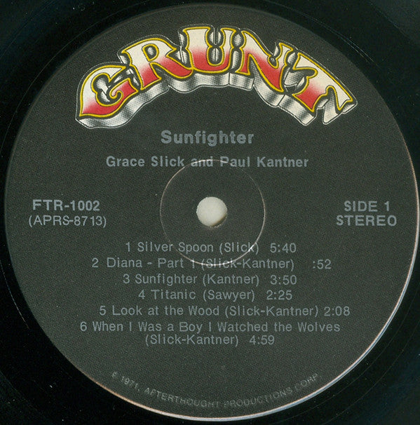 Kantner, Paul & Grace Slick - Sunfighter (VG+) (Vinyl LP)