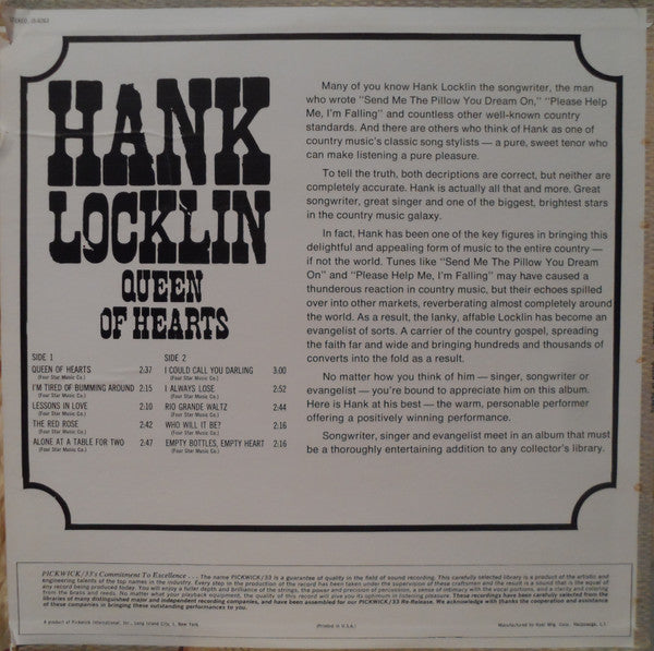 Locklin, Hank - Queen Of Hearts (VG+) (Vinyl LP)