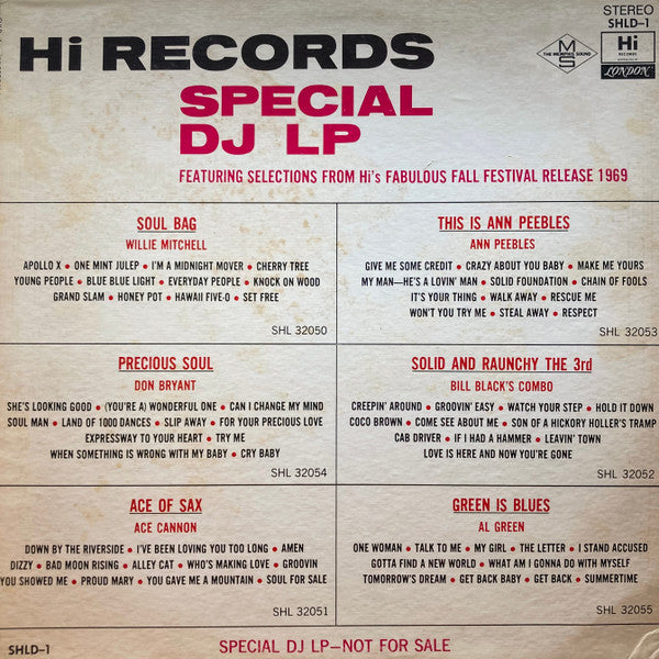 Various - Hi Records Special DJ LP Featuring Selections From Hi's Fabulous Fall Festival Release 1969 (VG+) (Vinyl LP)
