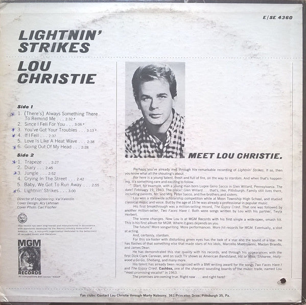 Christie, Lou - Lightnin' Strikes (VG+) (Vinyl LP)
