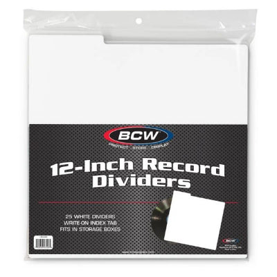 Vinyl Divider Header Cards With Tabs (White 25 x Pack) - BCW (Vinyl LP)