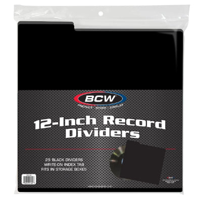 Vinyl Divider Header Cards with Index Tab (Black 25 x Pack) - BCW (Vinyl LP)