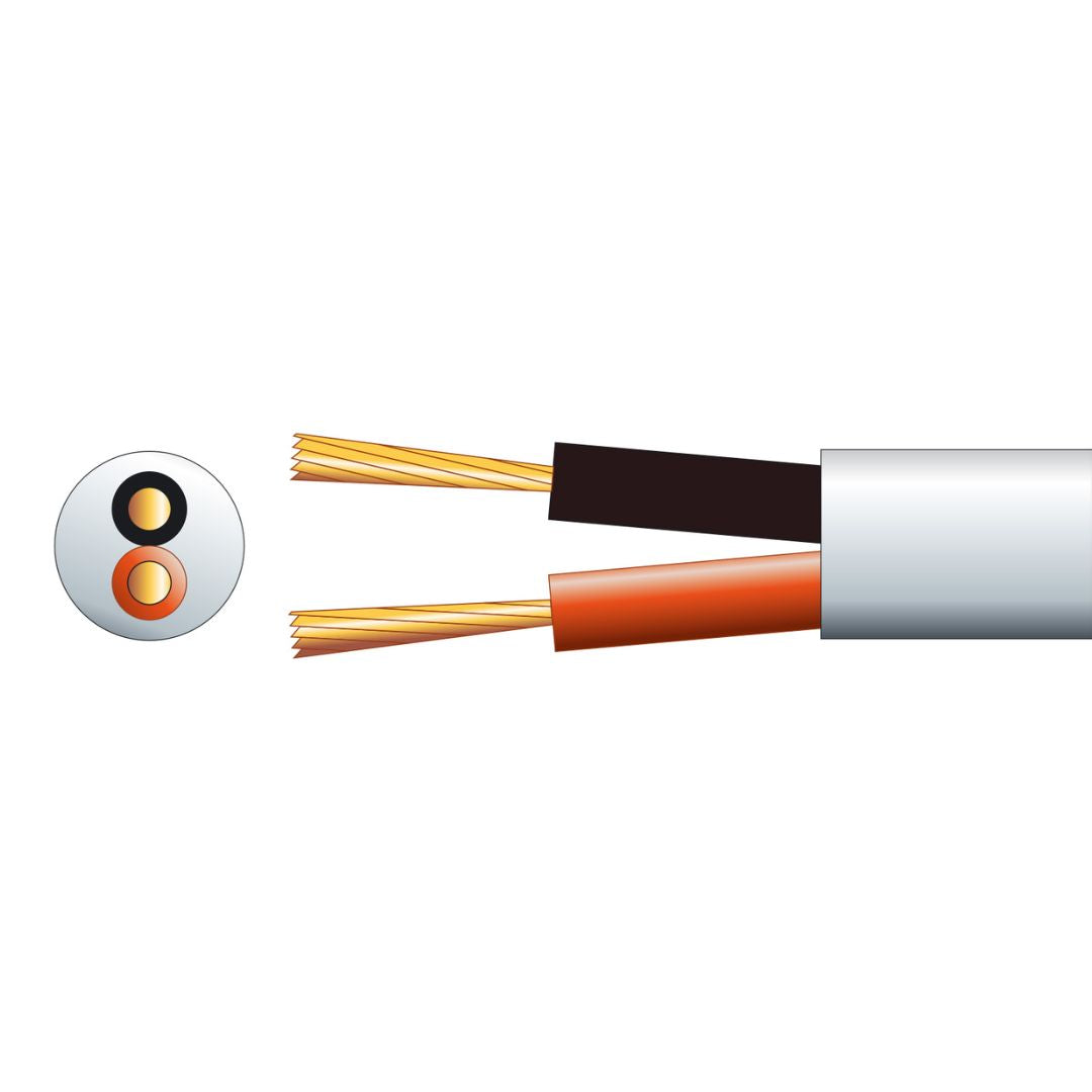 Mercury 2 x 24 Speaker Cable - Full Copper - White PVC - 100m