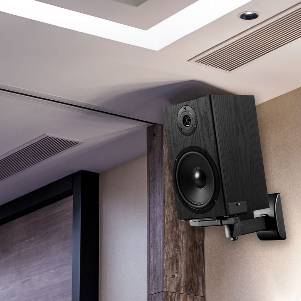 Universal Bookshelf Speaker Wall Mounts - Black (Pair)