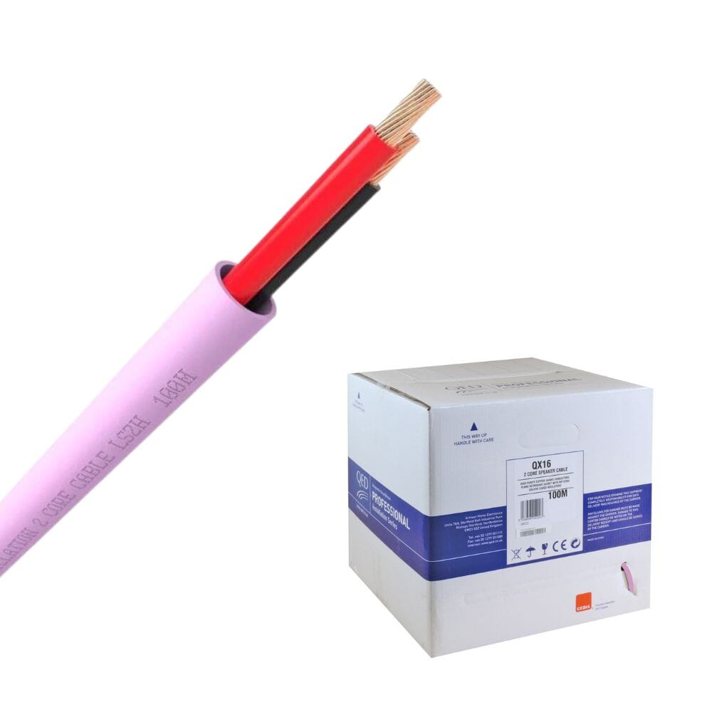 QED QX16/2 - 2 Core Speaker Cable - LSZH - Pink (100m)