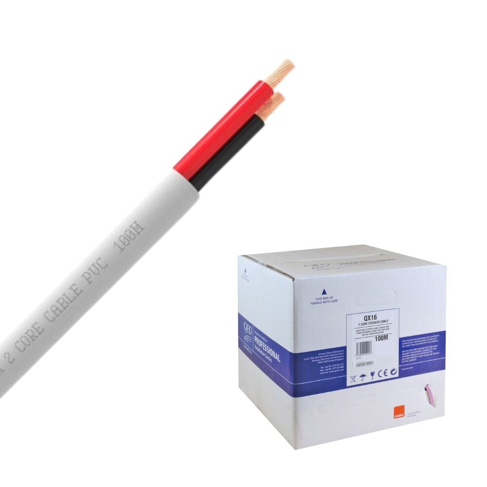 QED QX16/2 - 2 Core Speaker Cable - PVC - White (100m)