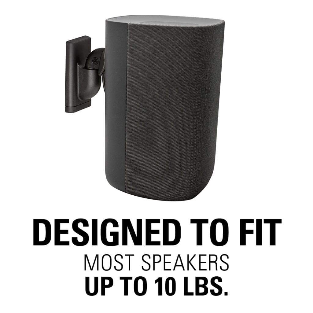 SANUS WSWMU2-B2 Speaker Wall Mounts for Bookshelf Speakers up to 10 lbs - Pair