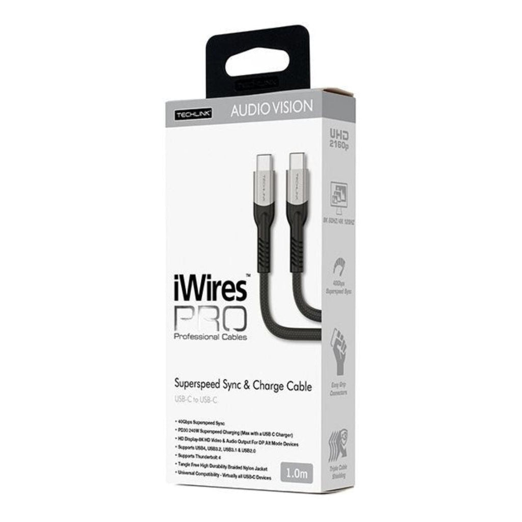 Techlink iWires Pro USB-C to USB-C Superspeed Sync & 240W Charge Cable - 1m